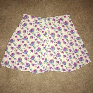 Lush White Floral Mini Skater Skirt